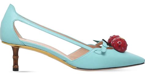 Gucci Unia Cherry Pump in Blue 